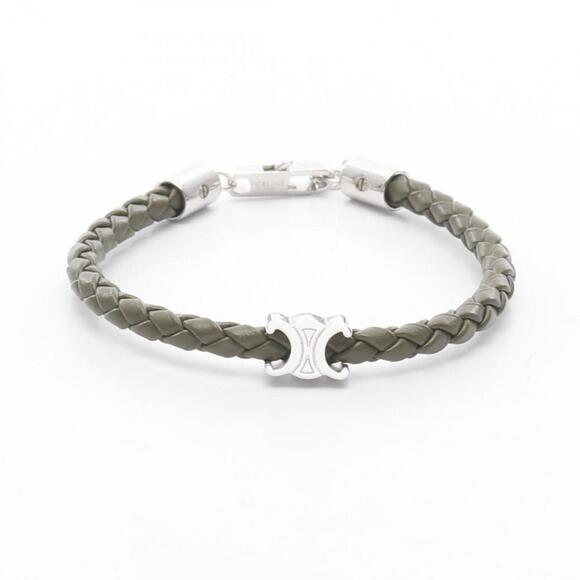 CELINE Green Leather Charm Bracelet - Picture 1 of 7